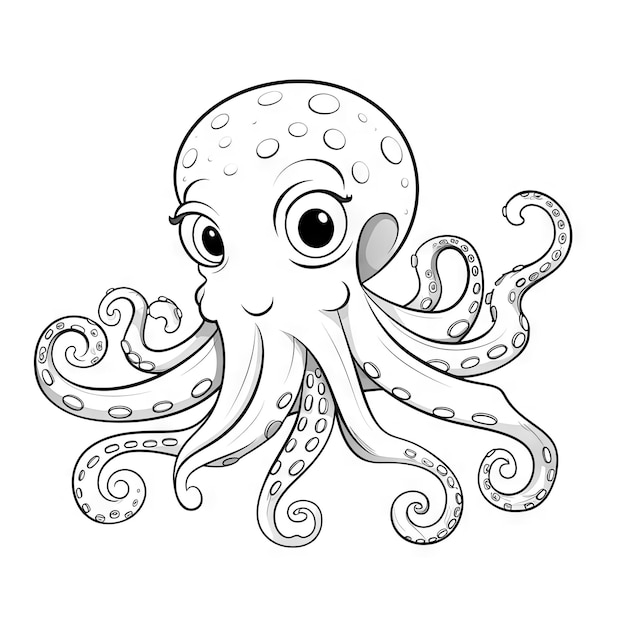 Cute Octopus Illustration for Coloring Book – Free Download