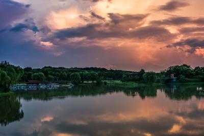 Beautiful Sunset Over the Forest Lake – Free Stock Photo for Download