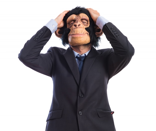 Frustrated Monkey Man on White Background – Free Download