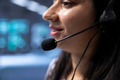 Data Center Call Center Expert Speaking with Headset Microphone – Free Download