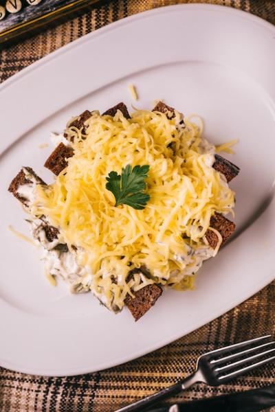 Delicious Salad with Black Bread and Chopped Cheese – Free to Download