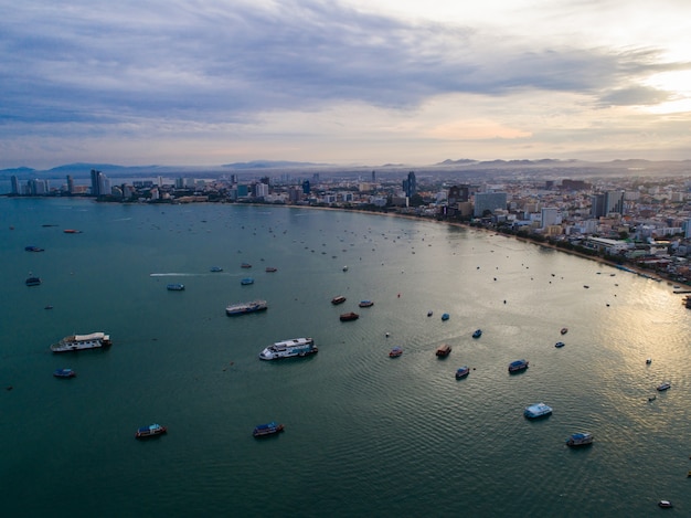 Aerial View of Pattaya Beach at Sunrise – Free Stock Photo, Download Free