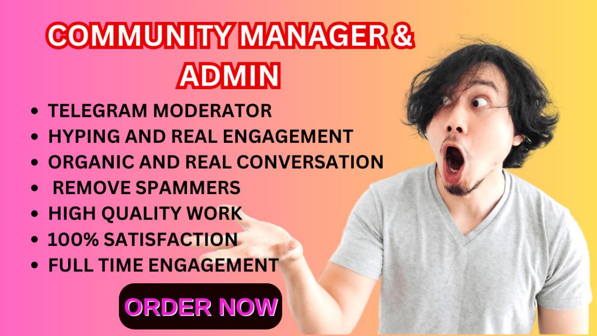 I Will Be Your Telegram Moderator or Community Manager with 20 Chatters