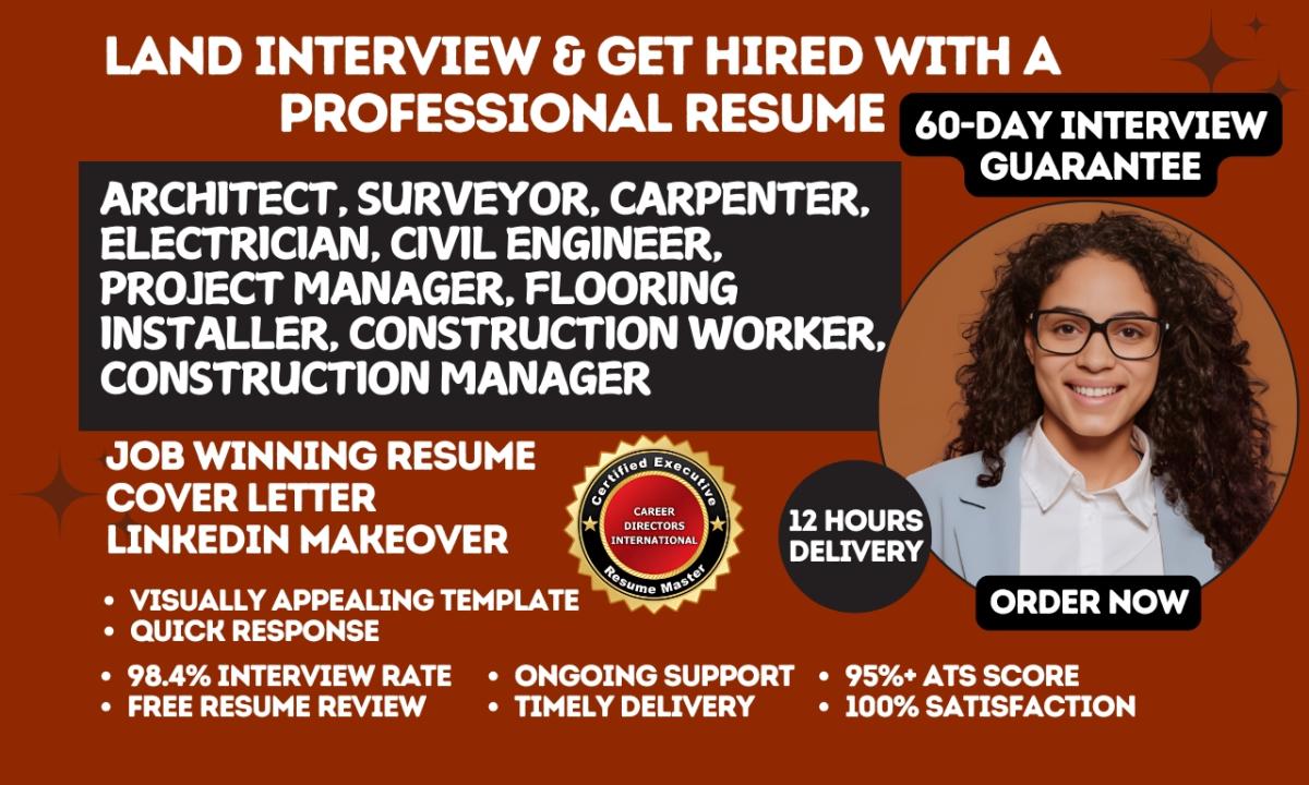 I Will Write Construction Worker, Construction Manager, Architect, Electrician Resume