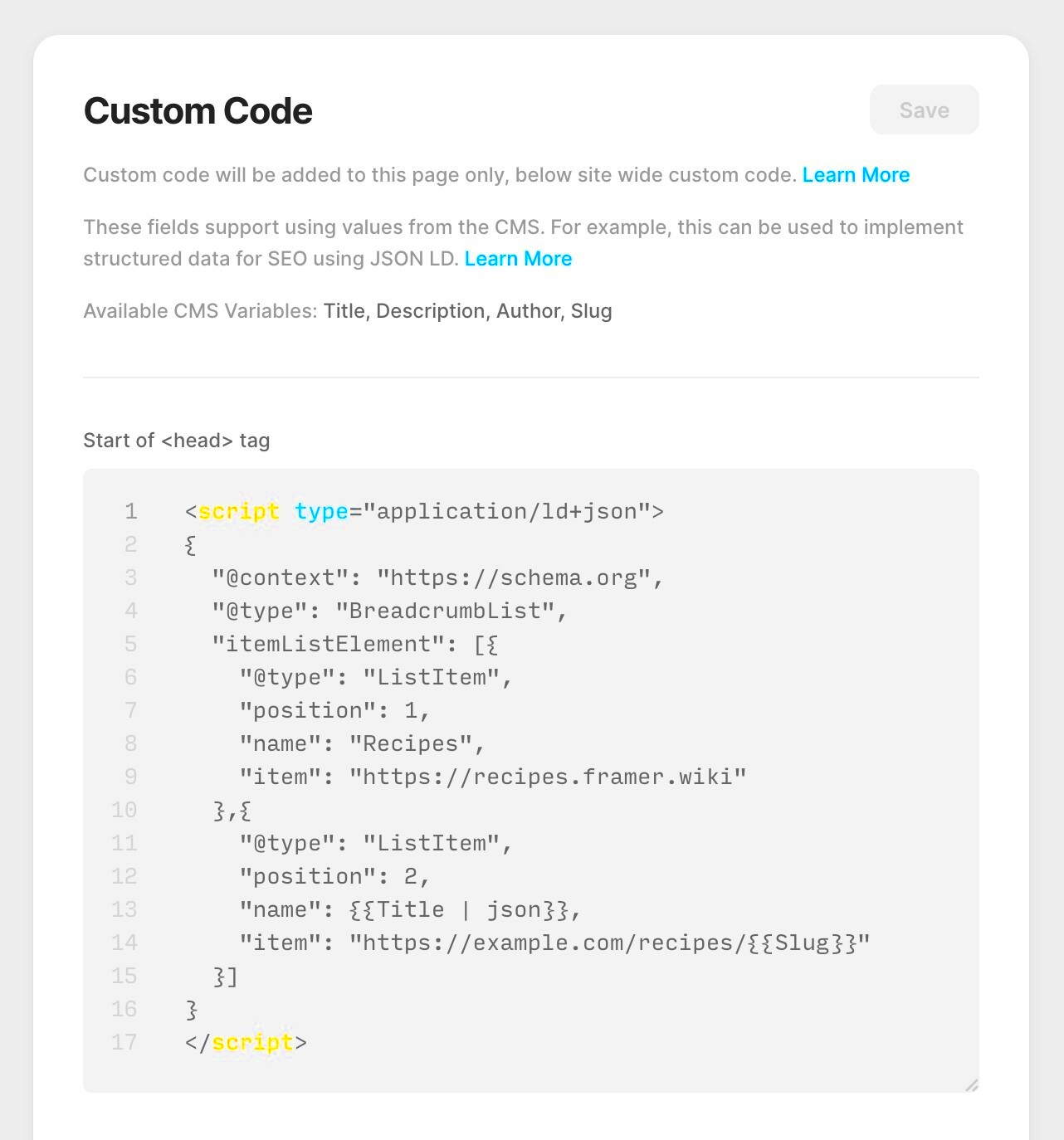 Framer Learn Structured Data using JSONLD for SEO