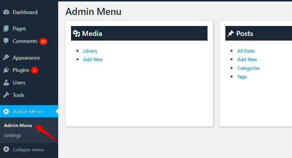 Advanced Admin Menu For WordPress  Move Admin Menu Items  WP Missing