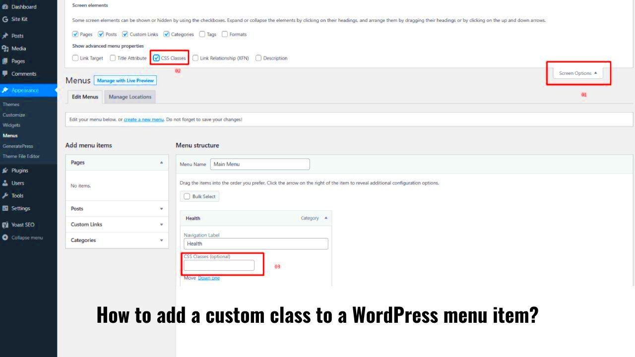 Custom Class WordPress Menu Item HowTo Guide