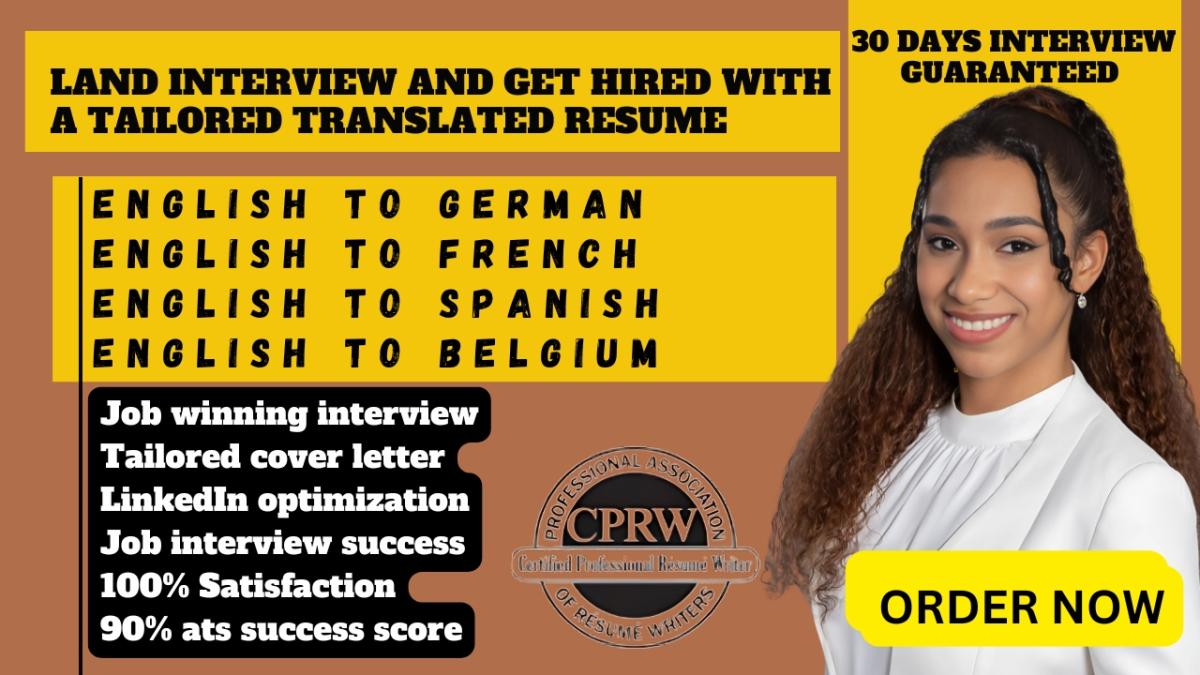 I Will Translate Your Resume from German, French, Spanish, and Dutch to English