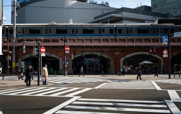 Tokyo City Urban Landscape with Pedestrian Crossing – Free Download