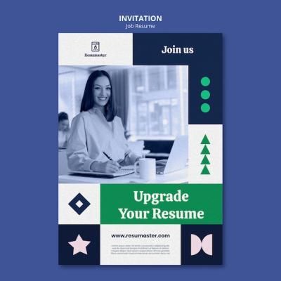 Flat Design Job Resume Invitation Template – Free Download