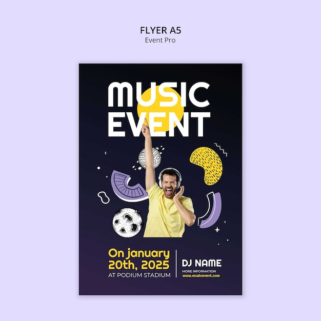 Flat Design Music Event Template – Free Download