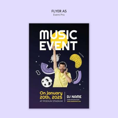 Flat Design Music Event Template – Free Download