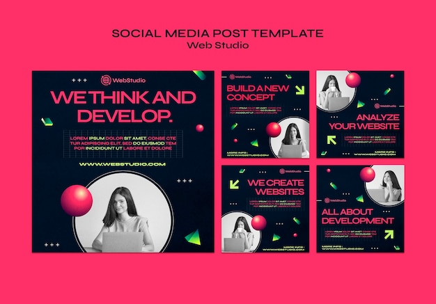 Social Media Posts for Web Studios – Free Download