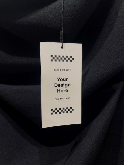 Apparel Tag Mockup on Black Fabric – Fashion Clothes Label Mockup – Free Download