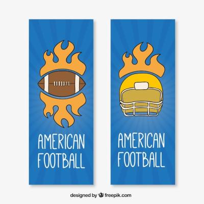 Hand-Drawn American Football Banners Featuring Helmet and Ball – Free Stock Photo Download