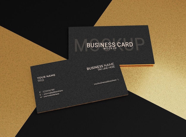 Luxury Black Business Card Logo Mockup with Gold Metal Texture – Free Download