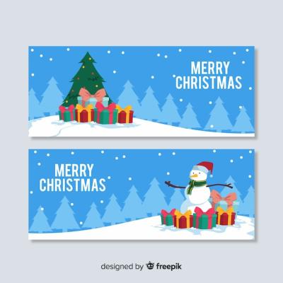 Beautiful Christmas Banners in Flat Design – Free Download