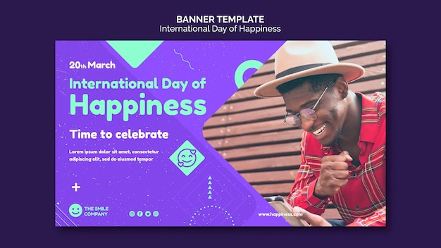 International Day of Happiness Banner Template – Free Download