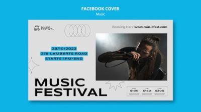 Minimal Music Festival Facebook Cover Template – Free Download