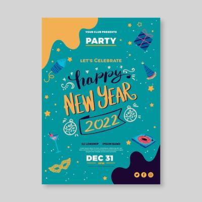 Hand Drawn New Year Vertical Poster Template – Free to Download