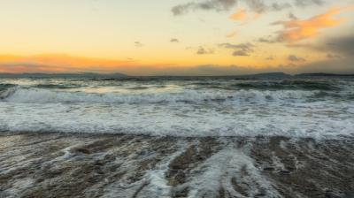 Ocean Waves Crashing on Shore during Sunset – Free Stock Photo for Download