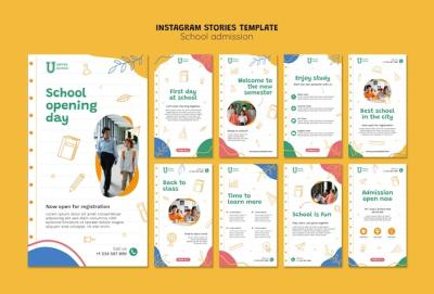 Hand Drawn School Admission Instagram Stories – Free Stock Photo for Download