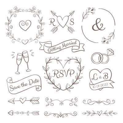 Hand Drawn Wedding Ornaments Collection – Free Download