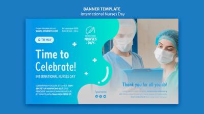 Horizontal Banner Template for International Nurses Day – Free Download