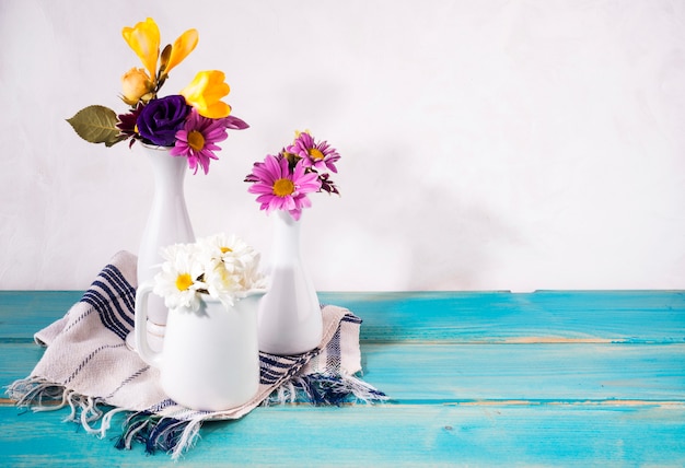 Bright Flower Vases on Table – Free Stock Photo for Download