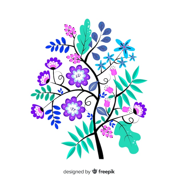 Floral Branch in Flat Design – Free Download