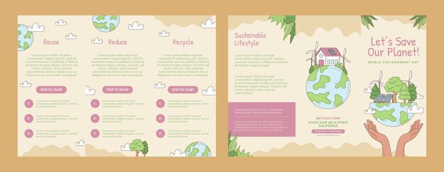 World Environment Day Hand Drawn Brochure Template – Free Download