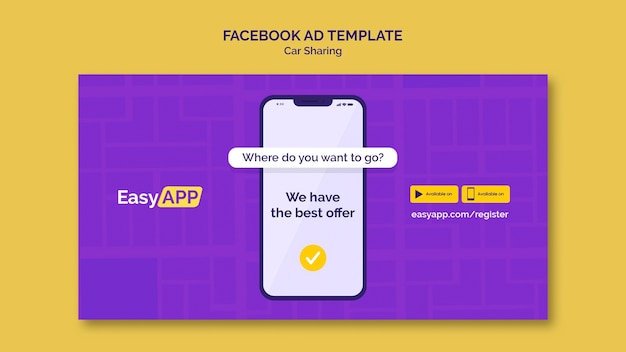 Flat Design Car Sharing Facebook Template – Free Download