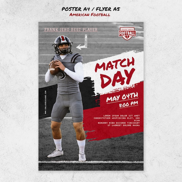 American Football Poster Template in Flat Design – Free Download