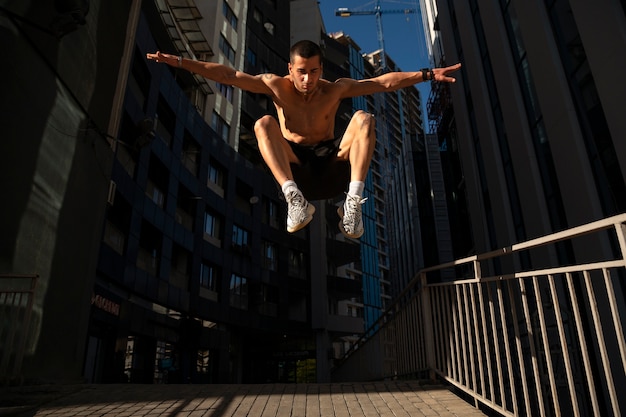 Man Jumping Outdoors – Free Download