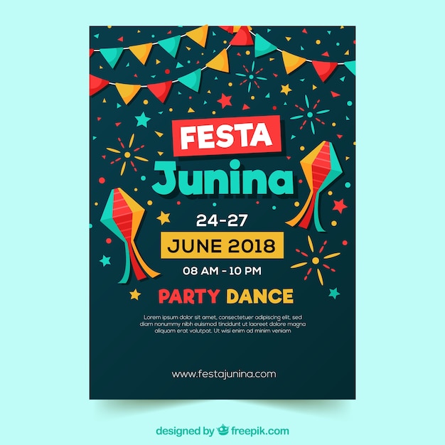 Festa Junina Poster Invitation Featuring Party Dance – Free to Download