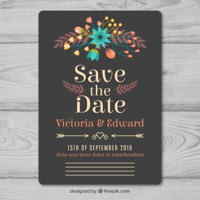 Vintage Style Grey Wedding Invitation – Free Download