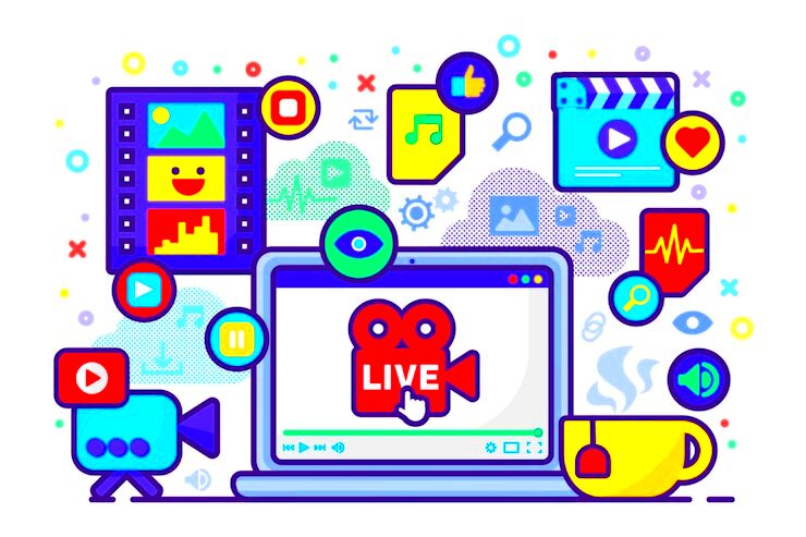 Premium Vector Multimedia live stream production idea concept icon