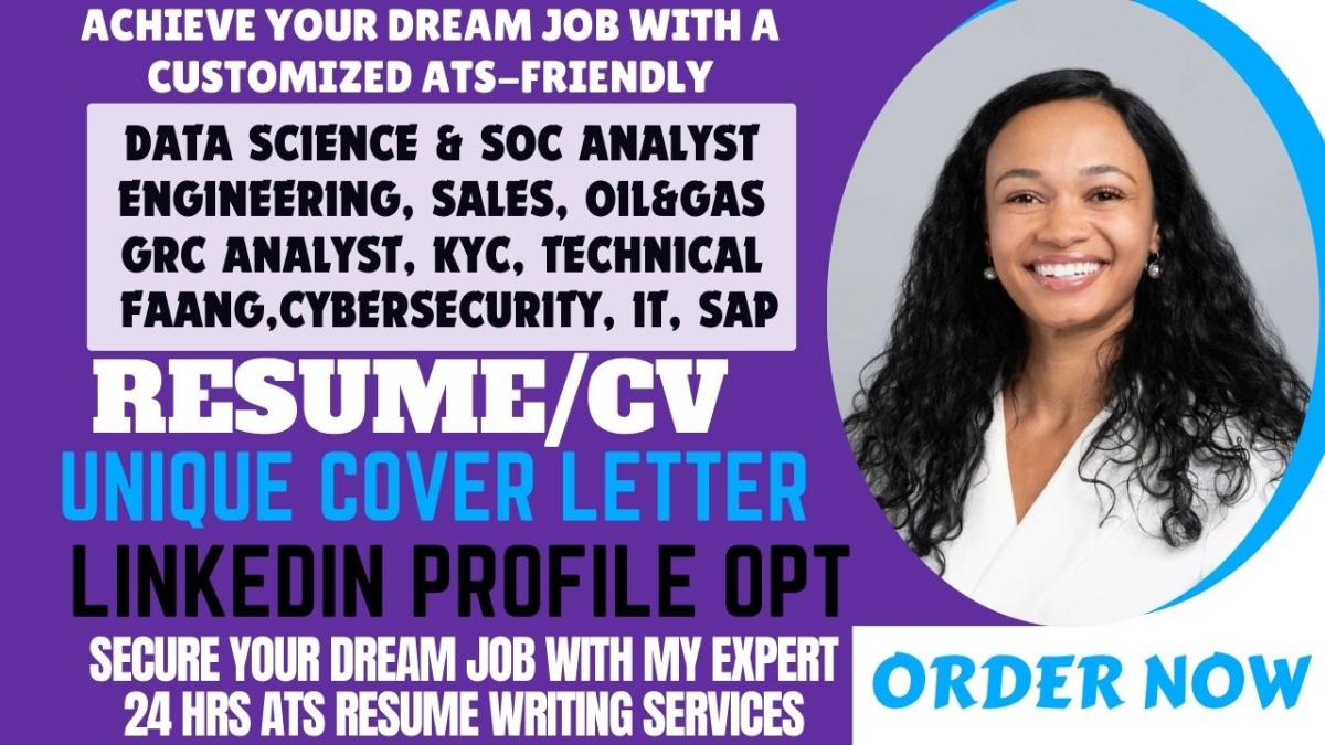 I Will Write Cybersecurity, Data Science, Data Analytics, GRC, KYC, Data Analyst Resume