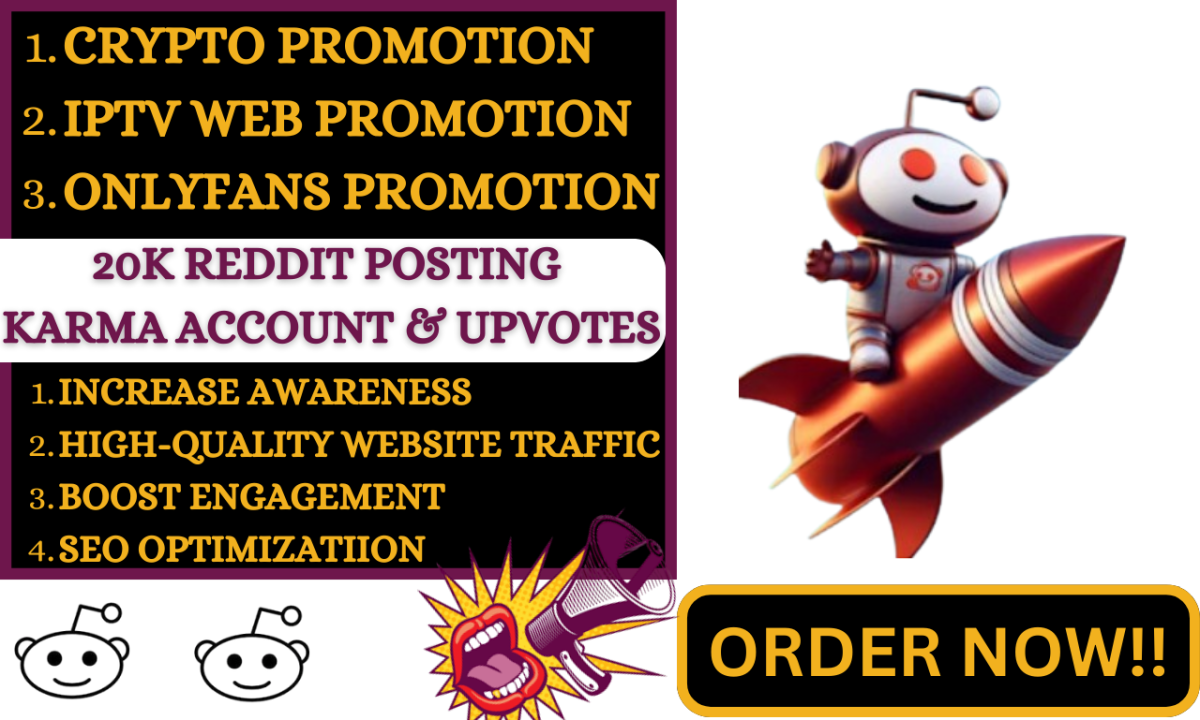 I Will Do Reddit Post Upvotes for IPTV Website, Crypto, OnlyFans, CBD Product Store, and AI App