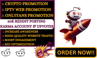 I Will Do Reddit Post Upvotes for IPTV Website, Crypto, OnlyFans, CBD Product Store, and AI App
