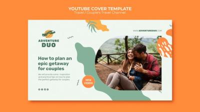 Travel Adventure YouTube Cover in Flat Design – Free Download