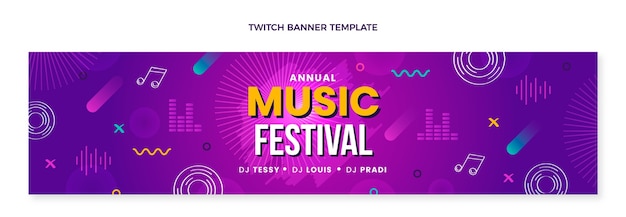 Colorful Hand-Drawn Music Festival Twitch Banner – Free Download