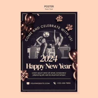 New Year 2024 Celebration Poster Template – Free Download
