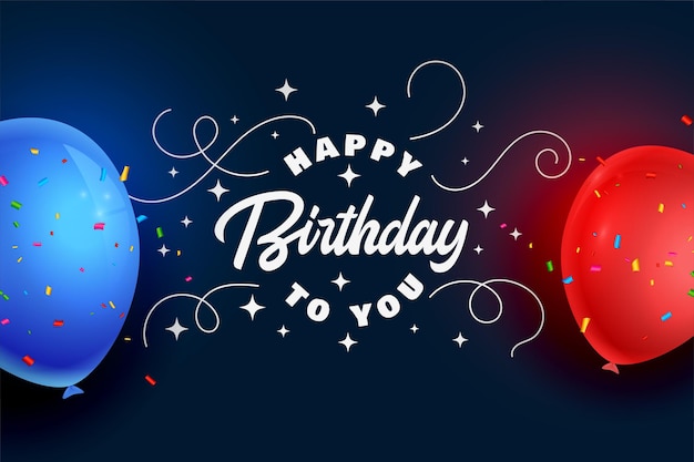 Realistic Balloon and Confetti Birthday Celebration Card – Free Download