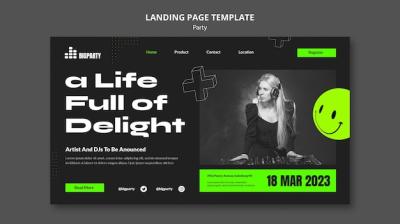 Flat Design Party Landing Page – Free Download