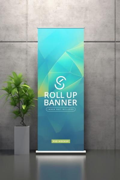 Roll Up Banner Mockup for Your Design Projects – Free Download