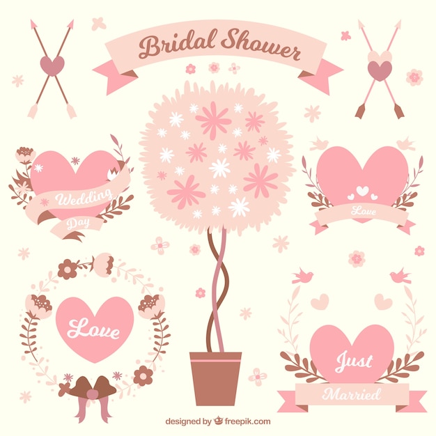 Cute Wedding Ornaments Vector Collection – Free Download