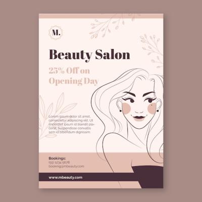Hand Drawn Beauty Salon Poster Template – Free Download
