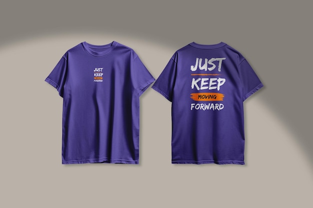 A Purple T-Shirt with ‘Just Keep Ahead’ – Free Stock Photo for Download