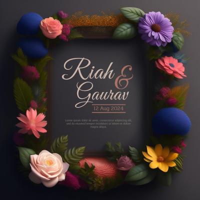 3D Floral Frames for Wedding Invitation Greeting Cards – Free Download